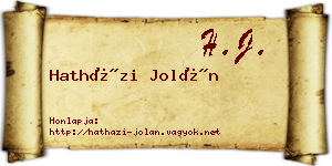 Hatházi Jolán névjegykártya
