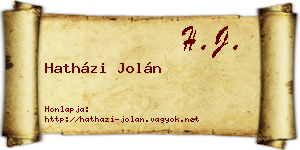 Hatházi Jolán névjegykártya